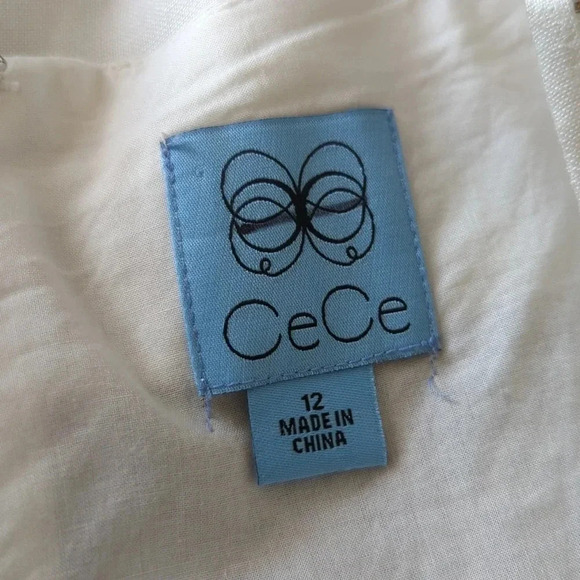 Cece Black and White Linen Blend Stripe Spaghetti strap Dress - Picture 9 of 10